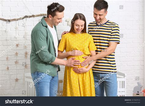 Gay Couple Pregnant Woman Home Stock Photo Shutterstock