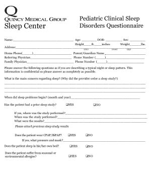 Fillable Online Pediatric Sleep Study Referral Form Fax Email Print