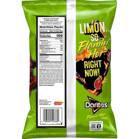 Doritos Flamin Hot Limon Flavored Tortilla Chips 9 25 Oz Bag Snacks