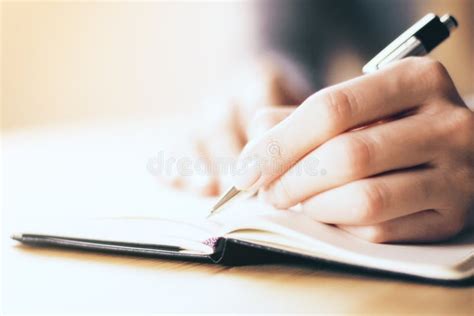 Female Hands Writing In Notebook Stock Photo Image Of Letter Concept