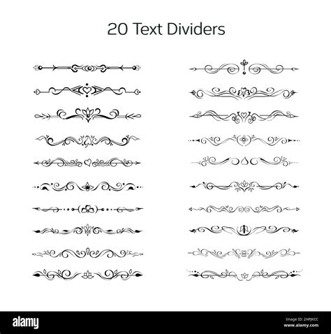 Set Of Hand Drawn Text Dividers Line Borders Vignettes Elegant Lines