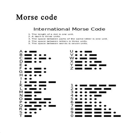 Morse Code Printable Chart