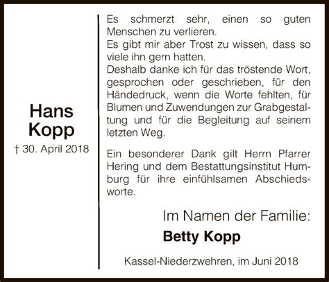 Traueranzeigen Von Hans Kopp Trauer Hna De