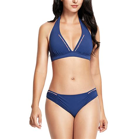 Sexy Neck Hold Solid Color Triangel Bikini China Swimwear And Next