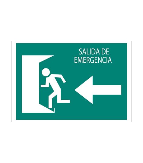 Señal evacuación solo pictorama Salida emergencia Izquierda texto skrc