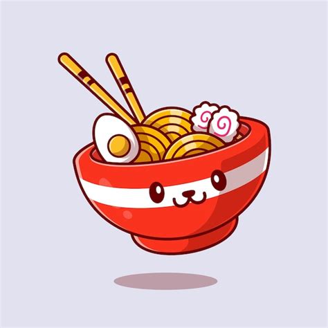 Premium Vector Cute Ramen Noodle Cartoon Icon Illustration