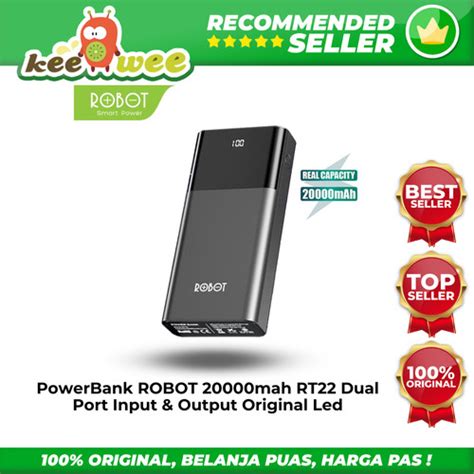 Jual Powerbank Robot Mah Rt Dual Port Input Output Original