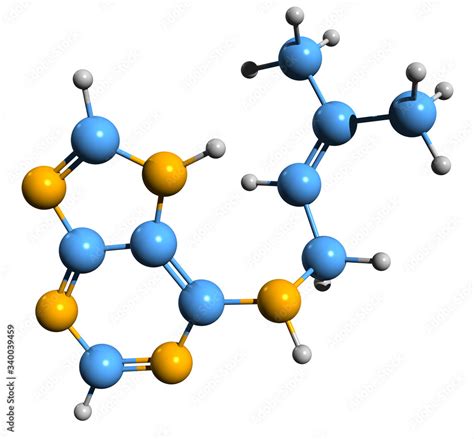 3d Image Of 6 Isopentenyl Aminopurine Skeletal Formula Molecular Chemical Structure Of