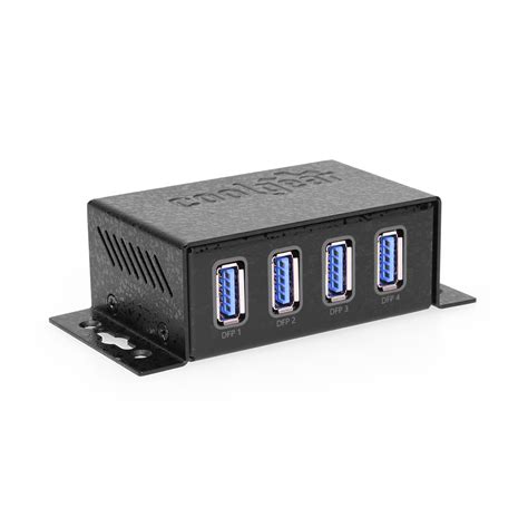 4 Port USB 3 2 Gen 1 Mini Powered Hub W ESD Surge Protection Coolgear