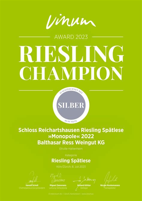 Schloss Reichartshausen Riesling Sp Tlese Monopole Balthasar Ress