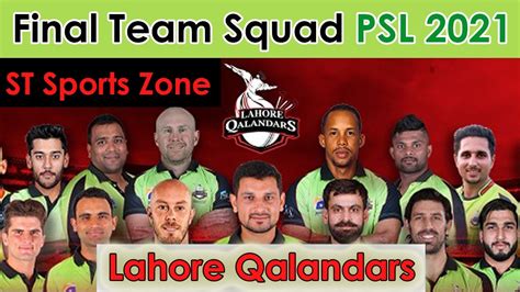 Lahore Qalandars Squad 2021 Lahore Qalandars Squad Psl 6 St Sports