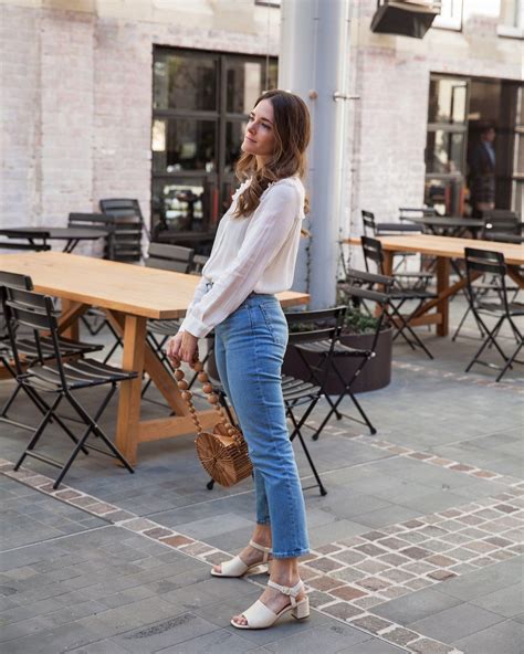 Everlane Cheeky Straight Jean And Block Heeled Sandal Worn By