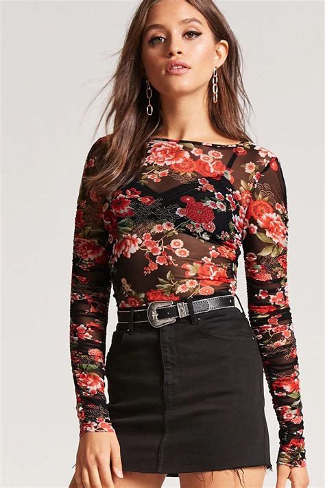 Product Name Sheer Mesh Floral Crop Top Category Top Blouses Price 12