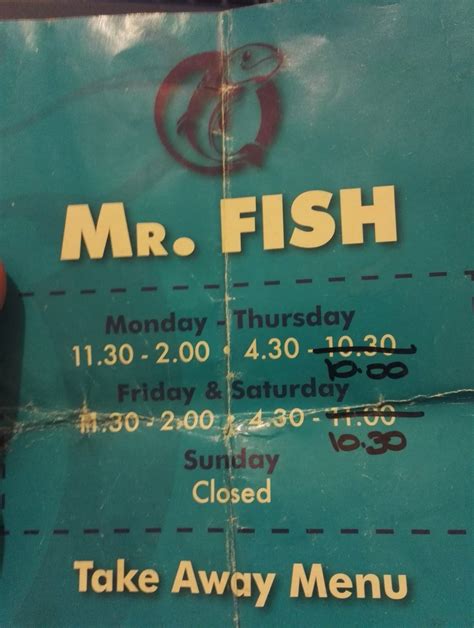 Menu At Mr Fish Restaurant Chelmsford Watchouse Rd