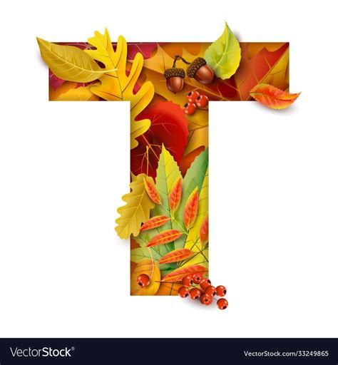 Autumn Stylized Alphabet Letter T Vector Image On Vectorstock