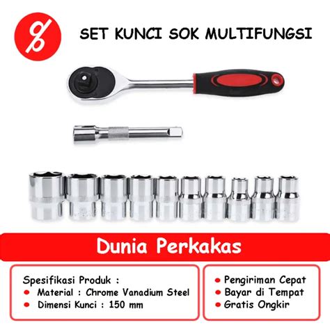 DUNIA PERKAKAS Kunci Sok Set Lengkap Konci Pas Shock CR V Drive Socket