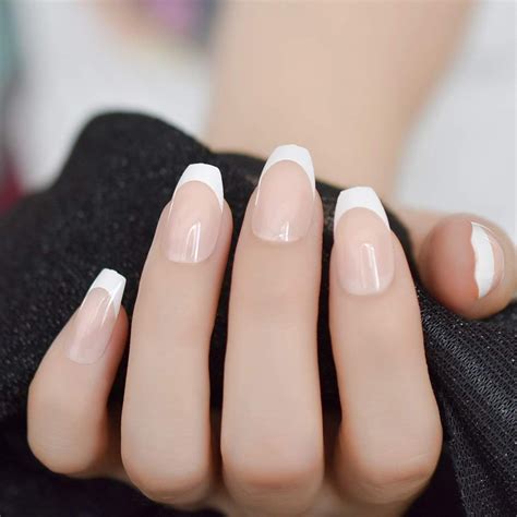 CoolNail Nude White French Coffin Press On Nails