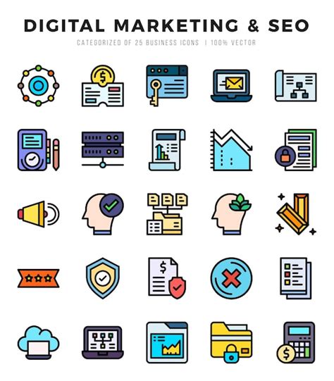 Premium Vector Digital Marketing SEO Icons Pack Lineal Color Icons