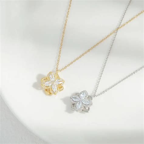 Wholesale Four Petal Flower Necklace Female Women Girl Zircon Chorker