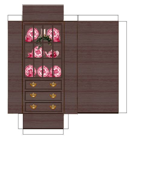 Dining Room 2d Cabinet Paper Crafts Paper Doll House Paper Furniture