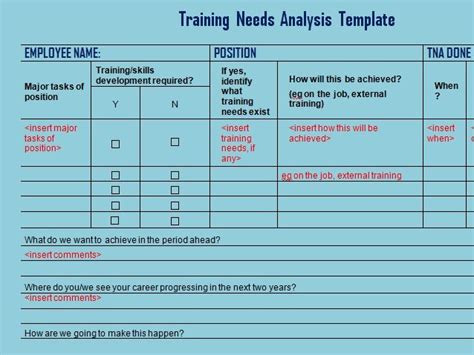 Get Training Needs Analysis Template Microsoft Excel Templates