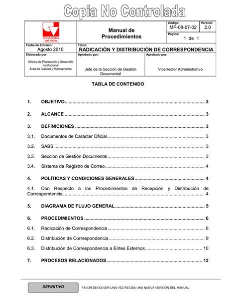 Formato Para Manual De Procedimientos