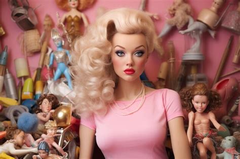 Premium AI Image A Doll With Blonde Hair And A Pink Shirt Is Shown With Other Dolls