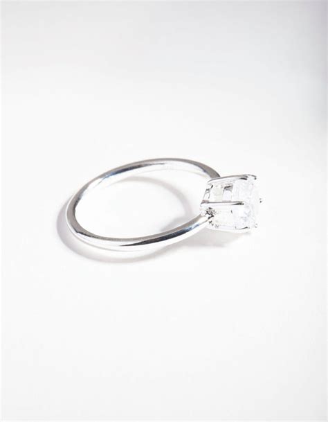 Sterling Silver Cubic Zirconia 6 Claw Ring Lovisa