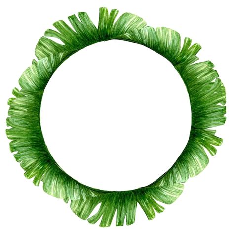 Premium Photo | Green tropical palm leaves wreath.