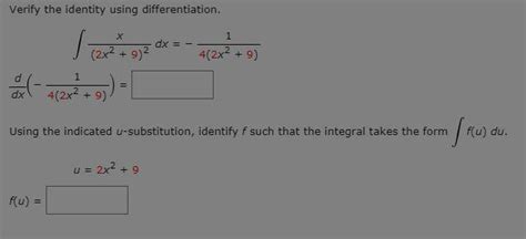 Solved Verify The Identity Using Differentiation Dx Chegg