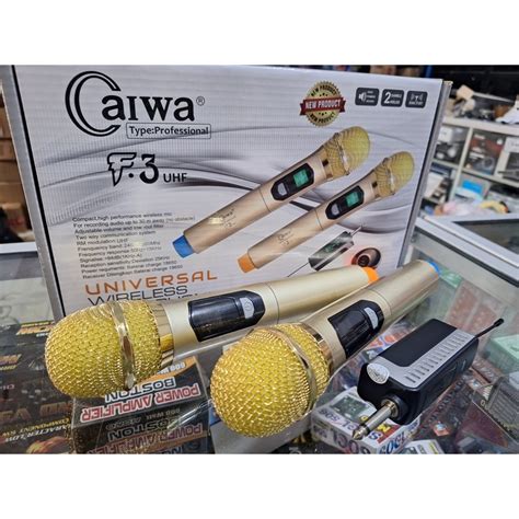 Jual Mic Wireless DOUBLE Profesional Microphone C AIWA F3 UHF Tanpa