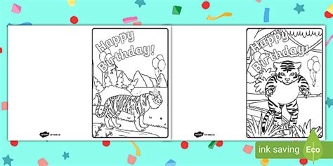 FREE Tiger Birthday Cards To Colour Profesor Hizo