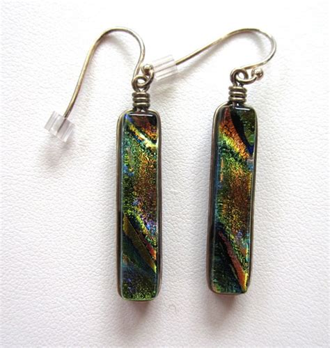 Dichroic Glass Earrings Gem