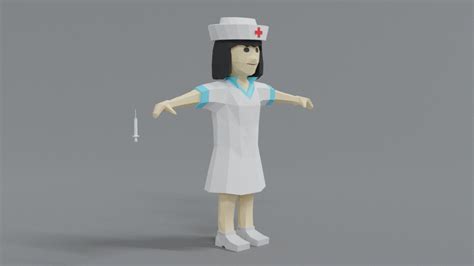 Artstation Low Poly Cartoon Nurse Game Assets