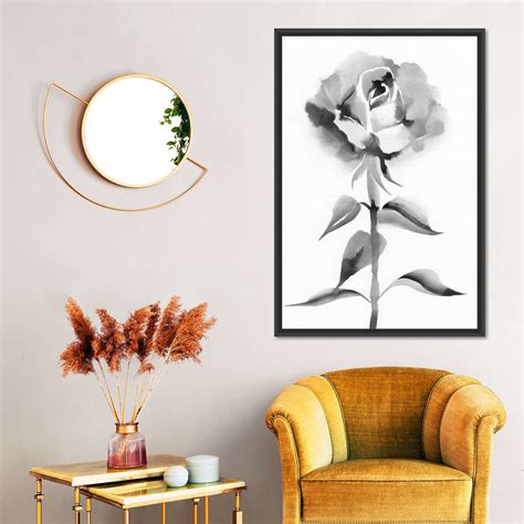 Black And White Rose Wall Art | Watercolor