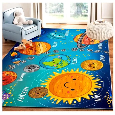 Kivara Alfombra Infantil Planetas X Cm Tapete Dormitorio Sala