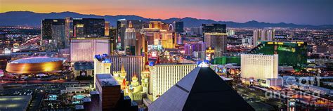 Las Vegas Skyline at Sunset Panorama Photo Photograph by Paul Velgos ...