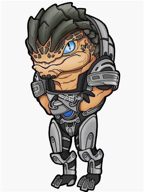 Mass Effect Urdnot Grunt Pure Tank Bred Krogan Chibi Sticker Sticker By Zphal Redbubble