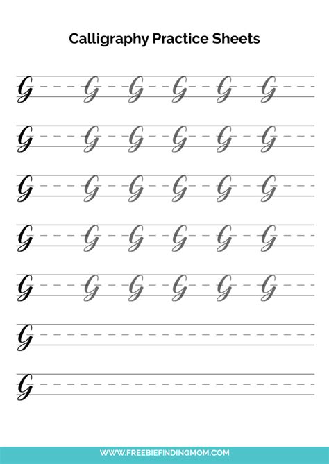 Free Calligraphy Practice Sheets Printable For Beginners Capital G