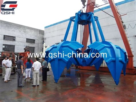 Qshi Four Ropes Mechanical Orange Peel Grab For Wood Chip Bulk Cargo