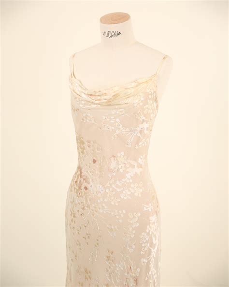 Vintage Nude Ivory Beaded Silk Sheer Floral Layered Wedding Slip Dress Gown M L For Sale At 1stDibs