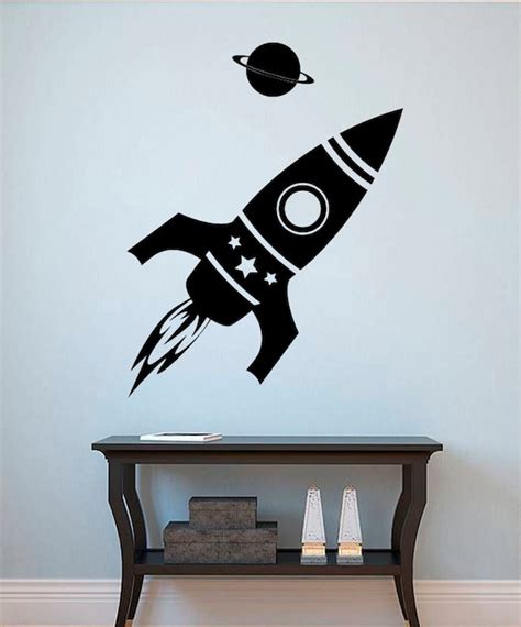 Rocket Space Bedroom Wall Decor Nursery Vinyl Wall Stic