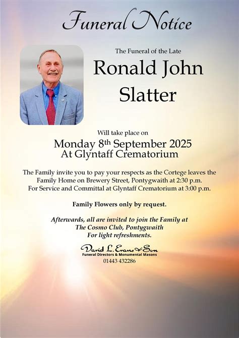 David L. Evans & Son - Funeral notice for the late Anita Taylor. All