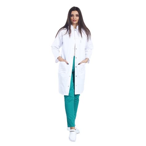 Halat Medical Alb Unisex Cu Guler Tip Tunica Si Trei Buzunare Si