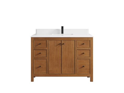 Willow Collections Meuble Lavabo Simple 48 Po Avec Plateau Chicago Teak