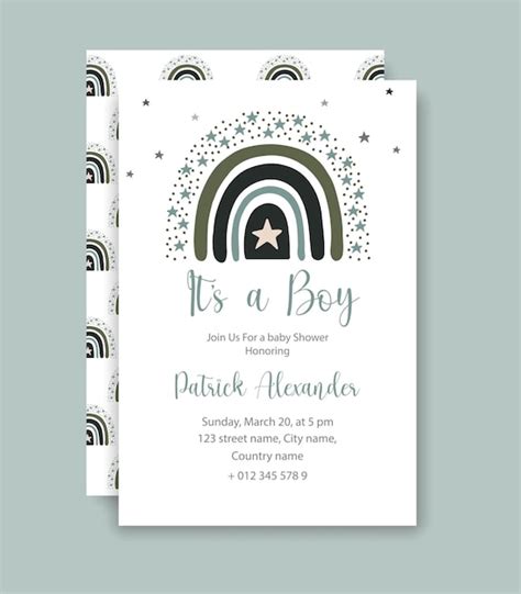 Premium Vector Cute Rainbow Baby Shower Invitation Template