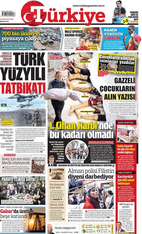 T Rkiye Gazetesi Ekim Sal G N Man Eti