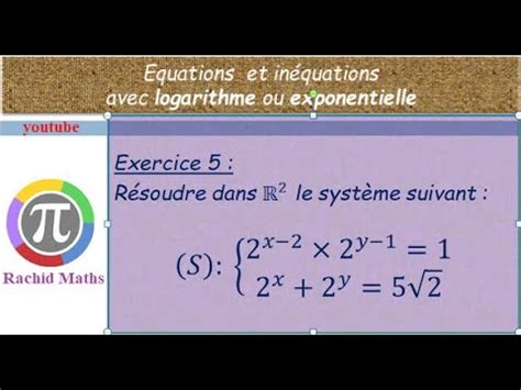 Système de deux équations à deux inconnues exercice 5 YouTube