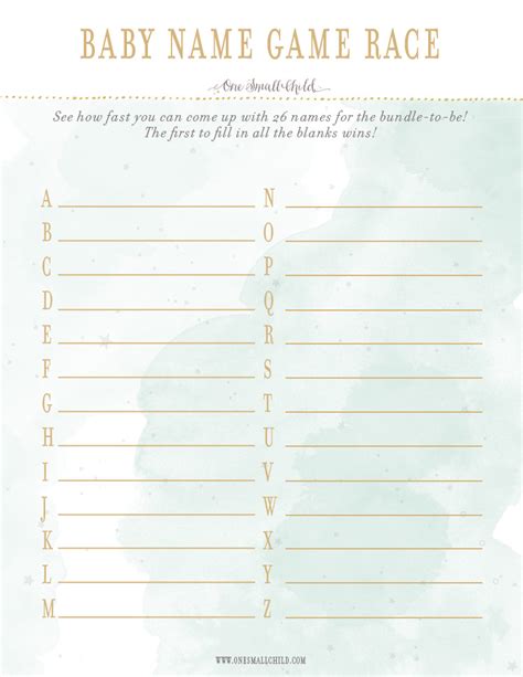 Baby Name Race, Printable Fun Baby Shower Games, Greenery, Green Leaf,Gender Neutral Digital ...