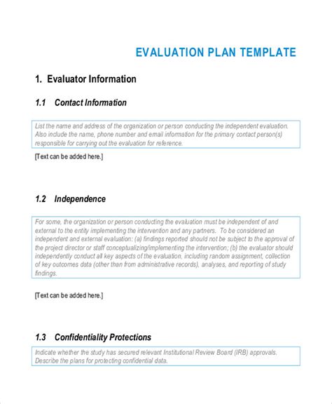 Clinical Evaluation Plan Template